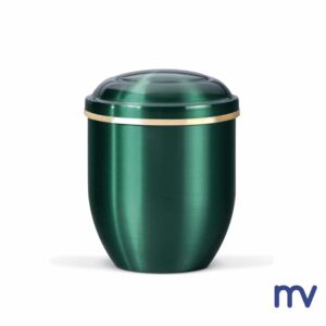 Morivita - Mini urne en cuivre (0,25 l.) | Vert mousse, urne commémorative ruban d'or