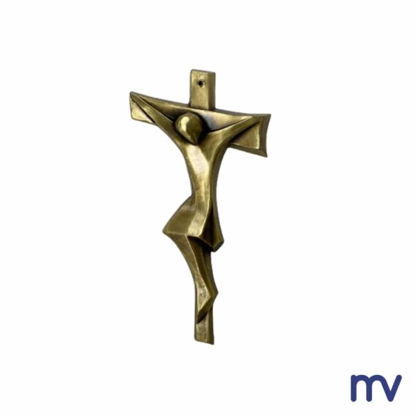 Morivita -Croix en laiton | Croix abstraite avec le Christ | Nickel aussi disponible en jaune bronzé