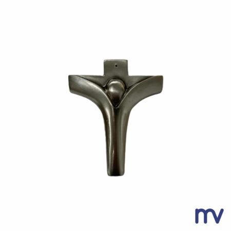 Morivita - Croix en laiton | Croix avec le Christ sous forme abstraite | Nickel et disponible aussi en jaune bronzé