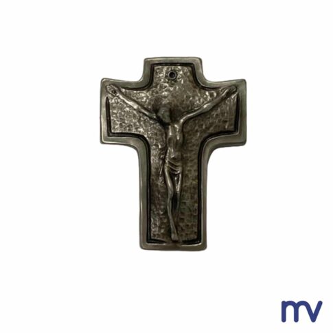 Morivita - Croix en laiton | Croix plate avec le Christ | Nickel et aussi disponible en jaune bronzé