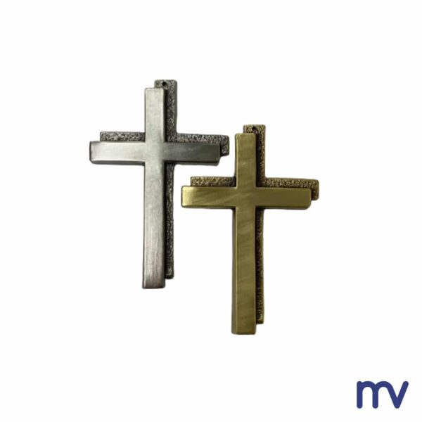 Morivita -Croix en laiton | Croix serrée sans Christ | Nickel et Jaune