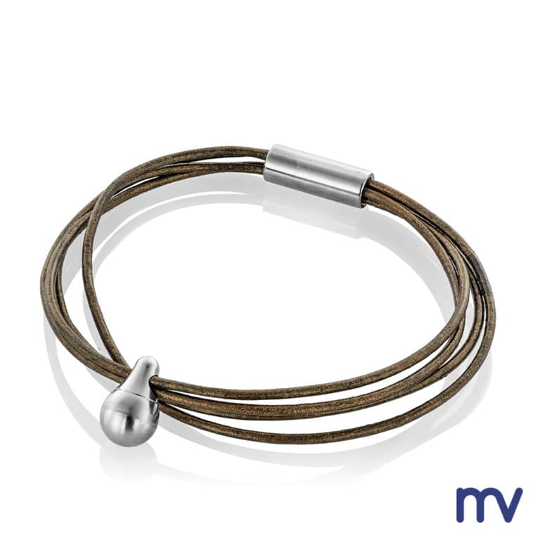 Morivita - Asjuwelen - As sieraad - Rouwjuwelen - Charm Bracelet en cuir et argent | BRONZE - Herinneringsarmband in glad leder Brons