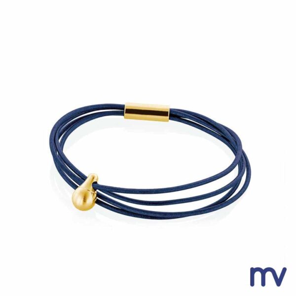 Morivita - Blue Noir bracelet de crémation pour femme en cuir et or
