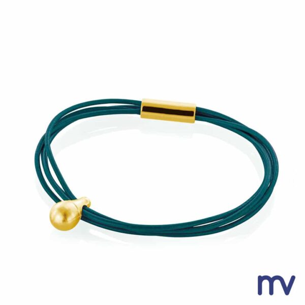 Morivita - Petrole - Bijou de crémation - Bracelet pour femme en cuir et or