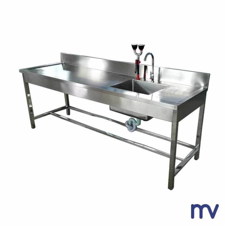 Morivita - Clean Table - Autopsy tafel met afvoer en sproeikraan - Table en INOX avec évier, robinet et bonde
