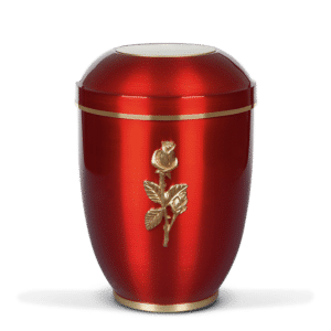 Morivita - Morivita - Stalen urn, wijnrood, gouden linten.Urne en acier, vin rouge. Rosier. Urne en Acier | Vin Rouge | Rosier