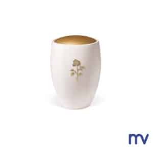 Morivita - Urne en Céramique | Blanc émaillé | Couvercle doré | Rosier